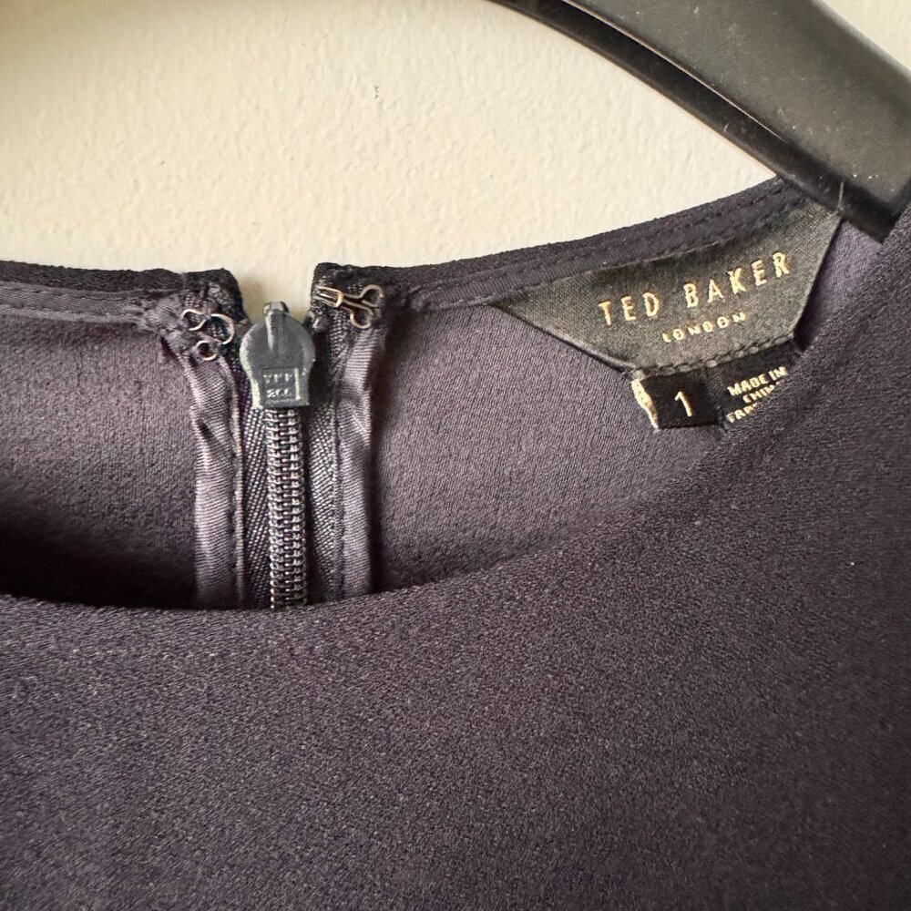 Ted Baker Long Sleeve Belted Floral Embroidered Dress Navy - Picture 9 of 14